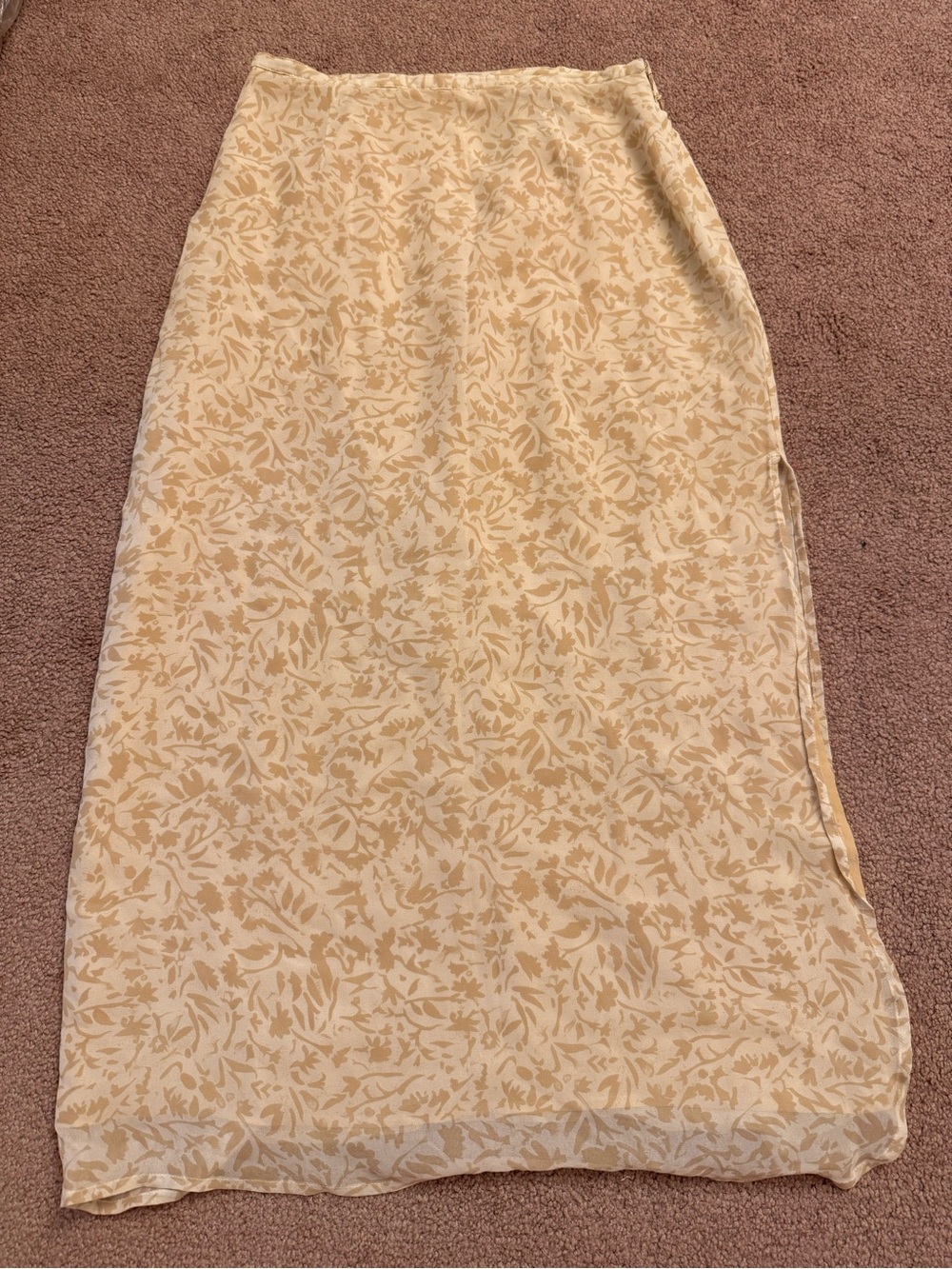 Midi Slip Skirt in Beige Floral